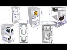 four different types of microwaves and ovens in various stages of being built into each other