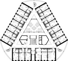 the floor plan for an office building with multiple floors and three levels, all connected to each other