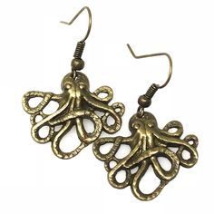 "Cute octopus earrings you will fall in love with ! Great gift for everyone even yourself  We present special compass earrings! ❤︎ nautical pirate handcrafted octopus earrings. ❤︎ SIZE: Earrings are roughly 1-3/4\" long by 1\" wide, lightweight and comfortable ❤︎ VERSATILE: Amazing piece of jewelry to compliment your pirate and steampunk costume, men and women accessories. ❤︎ EXCELLENT CHOICE: Earrings come in complimentary GIFT BOX, the only thing you need to add is a card and your present is r Steampunk Costume Men, Steampunk Pirate Costume, Dainty Moon Necklace, Octopus Earrings, Double Horn Necklace, Pirate Jewelry, Steampunk Pirate, Pirate Accessories, Antique Silver Necklace