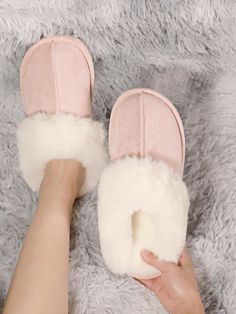 Baby Pink Cool,Glamorous,Preppy,Vacation,Funky,Fashionable Collar   Plain Slipper Boots,Bedroom Slippers,Novelty Slippers Embellished   Women Shoes Fuzzy Slippers Aesthetic, Comfy Indoor Winter Slippers, Indoor Slippers With Plush Lining And Round Toe, Comfortable Slippers With Soft Texture And Round Toe, Warm Comfy Slippers With Round Toe, Warm Indoor Slippers With Round Toe, Comfortable Warm Indoor Slippers, Comfortable Soft Closed Toe Slippers, Comfortable Flat Faux Fur Slippers