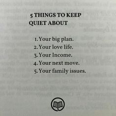 an open book with the words 5 things to keep quiet about