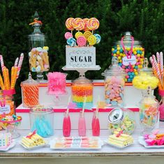 a table with candy and candies on it