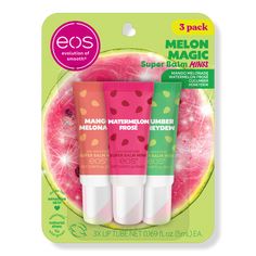 Super Balm Minis 3 Piece Set - Eos | Ulta Beauty Watermelon Frose, Girl Hacks, Lip Balm Gift, Eos Lip Balm, Sephora Skin Care, Lip Balm Tubes, Flavored Lip Balm, Kitty Drawing, Lip Butter