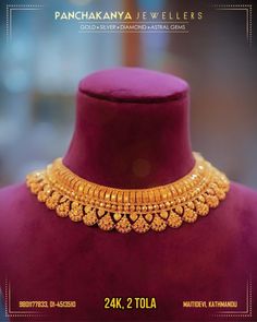 #weddingjewellery #jhoomka #panchakanyajewellers #jewellery #22kgold #24kgold #necklace #bridaljewellery #haar #trending #maitidevi | Instagram Bridal Necklace Set Gold, 2 Tola Gold Set Design, Trending Mangalsutra Designs, Choker Necklace Designs Gold Indian, Gold Choker Necklace Indian, Necklace Designs Gold Indian, Bridal Necklace Gold, Gold Set Design, Choker Gold Necklace