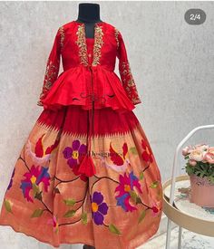 Traditional Baby Dresses, Long Frocks For Kids, Pink Blouse Designs, Pattu Langa, Kids Party Wear Dresses, Baby Summer Dresses, Kids Blouse Designs, Kids Blouse, Kids Lehenga