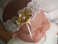 BABY GIRLS LACE HEAD BANDS I'm a Bridal Accessories Designer, but... Because little girls deserve to be and to look amazing from the minute they're born, I have designed a full line of beautiful little girls hair accessories crafted with outmost quality laces, ribbons, other elements and flowers, taking special care to the last detail! Unique Styles Stretch Lace Head Bands: Infant to Toddler FOR SPECIAL OCCASSIONS: CHRISTENINGS - BAPTISMS - WEDDINGS - PORTRAITS - HOLIDAYS - BIRTHDAYS SUNDAYS - E Taffeta Dress, Head Bands, Lace Headbands, Gold Lace, Girls Hair, Sweet Dress, Holiday Birthday, Unique Styles, Girls Hair Accessories