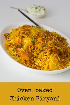 an image of oven baked chicken biriyani