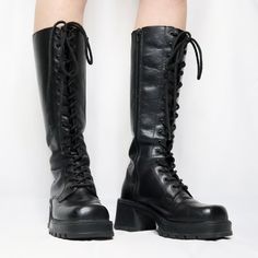 Goth Platform Lace-up Boots Tall Goth Boots, 90s Chunky Boots, Emo Boots, Boots Grunge, Goth Platforms, Oc Clothes, Dior Boots, Goth Boots, Chunky Block Heels