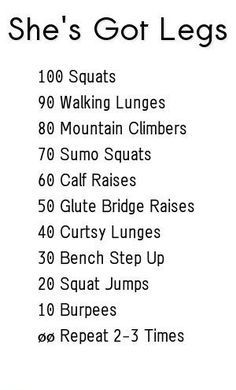 she's got legs workout chart with the number of squats on each side