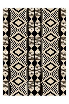 an abstract black and white pattern with squares, triangles and rectangles on it