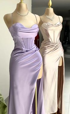 Lilac Long Prom Dresses Party Evening Gowns Formal Ideas, Classy Prom, Formal Prom Dresses Long, Dream Prom, Classy Prom Dresses, Stunning Prom Dresses, Satin Dress Long, Floor Length Prom Dresses, Dream Dresses