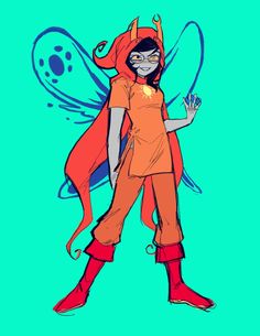 a drawing of a person in an orange outfit