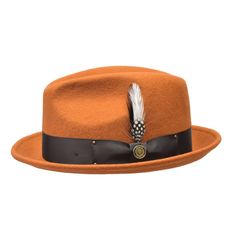 The Newark - Burnt Orange Mens Dress Hats, Gentleman Hat, Mens Hats Fashion, Ties Mens Fashion, Spring Hats, Blues Brothers, Trilby Hat, Fedora Hats, Wool Fedora