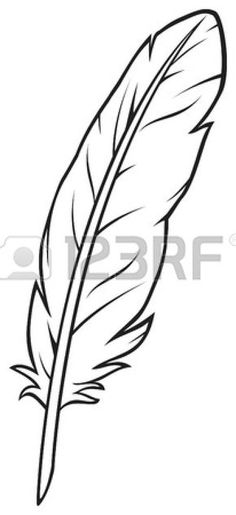 a black and white drawing of a feather