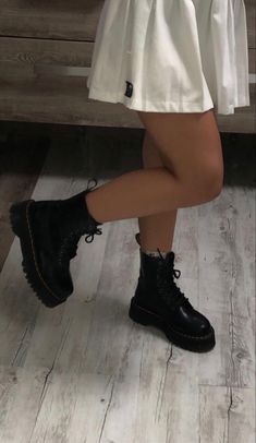 Black Boots Aesthetic, Doc Martens Jadon, Dr Martens Outfit, Skirt Boots, Alt Aesthetic, Doc Martens Outfit, Shop Boots, Aesthetic Shoes