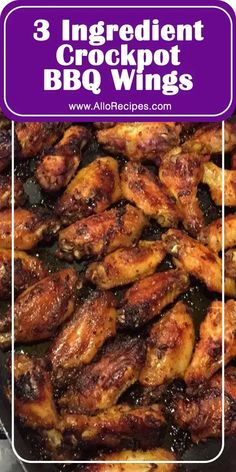 three ingredient crockpot bbq wings in a pan