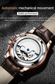 Men's Watches- Men Mechanical Watch Luxury Automatic Watch Leather Sapphire Waterproof Sports Moon Phase Wristwatch Model Number:1005002034414903 Case: Material - 316L Stainless Steel40mm in diameter Bezel 41mmLug to Lug 49.5mm Thickness 14mmBand width 20mm(Tungsten steel)Functions:Hollow out skeleton dial, second hand of globe, Swiss Super luminous powderGlass: Sapphire Crystal , AR CoatingLuminous: Swiss stunt watch luminous powder, environmentally friendly and durable, almost permanentCase Ba Automatic Business Watches, Automatic Watches With Round Dial For Business, Business Watches With Automatic Round Dial, Business Automatic Watches, Automatic Business Watch Accessories, Business Watches With Skeleton Dial, Rose Gold Automatic Watches, White Automatic Business Watch, Business Chronograph Watch With Metal Dial