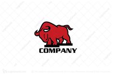 the logo for company with an elephant on it's head and eyes, which is red