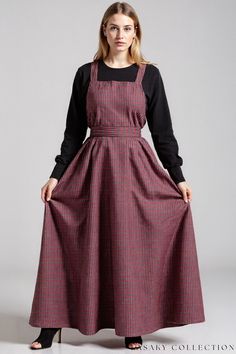 Lasaky - Elegant Plaid Maxi Dress with Wrap Front and Tie Waist Plaid Maxi Dress, Daily Dress, Draped Fabric, Women Shirts Blouse, An Article, Cinched Waist, Fitted Bodice, Red And Black, Elegant Dresses