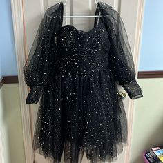 Dress, Black With Stars, Lace Up Back,16, Nwot Black With Stars, 16 Dresses, Size 16 Dresses, Dress Black, Size 16, Black Dress, Lace Up, Womens Dresses, Stars