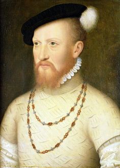 an old painting of a man with a beard wearing a white dress and black hat