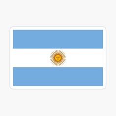 the flag of argentina with an orange sun on it's center piece sticker