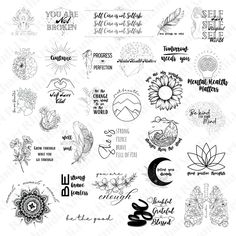 the stamp set is designed to look like it has many different designs and words on it