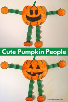 This paper pumpkin people is an easy Halloween craft for kids. Use our free printable template to make this fall kids craft easier. Craft Ideas For Elementary Students, Pumpkin Craft Ideas, Pumpkin People, Dekorasi Halloween, Craft Halloween, Pumpkin Craft, Halloween Crafts For Toddlers