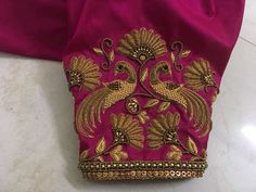 Peacock Aari Work Blouse Wedding, Peacock Blouse Designs Embroidery, Peacock Maggam Work Blouses, Peacock Embroidery Designs Blouse, Peacock Design Maggam Work, Peacock Blouse Designs, Pink Blouse Designs, Blue Blouse Designs, Peacock Embroidery Designs