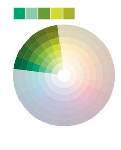 the color wheel is shown with different shades and colors to choose from, including green, yellow