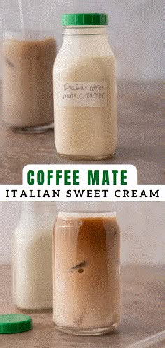 coffee mate italian sweet cream in jars with the words, coffee mate italian sweet cream