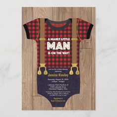 a little man is on the way plaid onesuit with suspenders and bow tie