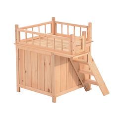 a wooden bunk bed with stairs to the top and bottom part on an isolated white background