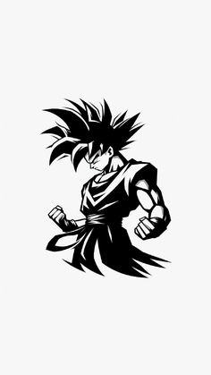 a black and white drawing of gohan