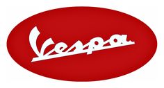 the word vespa written in white on a red background