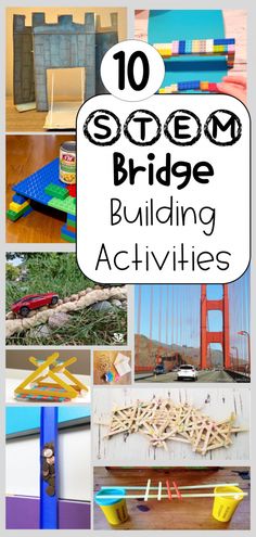 10 Easy Bridge Building STEM Challenges for Kids Building Stem Activities, Stem Challenges For Kids, Bridge Stem Challenge, Stem Bridges, Summer Stem Activities, Challenges For Kids, Elementary Stem, Elementary Stem Activities, Summer Stem