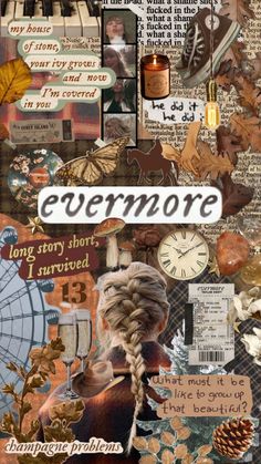 an altered collage with words, pictures, and other things in the background that say everyone