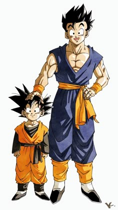 the dragon and son gohan are standing next to each other