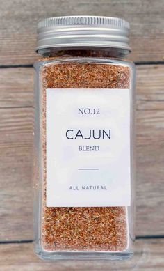 cajun blend in a glass jar on a wooden table