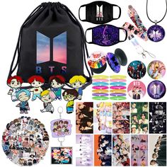 PRICES MAY VARY. ❤【Gift Set】Including 1 drawstring bag,77 stickers,1 lanyard,2 face m-asks,2 keychains,7 bracelets,4 button pins ❤【Designed for Fans】We are elaborately assemble these gifts for every fans, which could be sent as gift to girls, boys, friends, which is also suitable as Christmas, Anniversary Day, Thanksgiving Day, Valentines Day Wedding, Birthday and New Year jewelry gifts. ❤【Drawstring Bag】13.39" x 16.9"large capacity and can hold books, laptops, clothes, etc. You can use it in tr New Year Jewelry, Stickers Face, Valentines Day Wedding, Army Gifts, Bts Birthdays, Kpop Merchandise, Super Gifts, Bts Merch, Gifts Fo