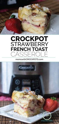 crockpot strawberry french toast casserole on a plate