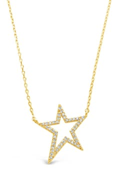 Ready to shine bright? All you need to do is put on this bright open sterling silver CZ star necklace, and you'll be sure to grab attention everywhere you go. 14K gold plated sterling silver cubic zirconia star necklace. Spring ring clasp closure. Lead & nickel free. Approx. 16" chain length with 2" extender. Approx. 0.75" pendant. Imported Preppy Jewelry, Star Necklace Gold, Jewelry Accessories Ideas, Stacked Jewelry, Jewelry Lookbook, Delicate Jewelry, Girly Jewelry, Dream Jewelry, Pretty Jewellery