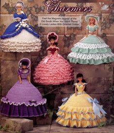 crochet patterns for doll clothes and accessories including dresses, bonnets, hats