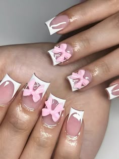 Baby Pink  Collar  ABS Plants 3D Nails,Handmade Nails Embellished   Nail,Hand & Foot Care Chrome Nails Art, Pink French Tip Nails, Chrome Nails Ideas, Fake Nails White, Pink French Tip, Bow Nails, Kitty Nails, Cute Short Nails, Cute Simple Nails