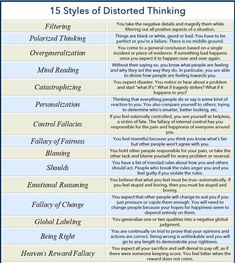 the five types of distored thinking and how they are used to help them