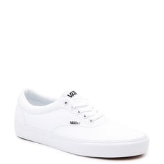 Vans-Doheny Sneaker - Men's Stay right on trend with the men's Doheny sneaker from Vans. With a bright white hue, this low-top will upgrade your street style. Vans White Sneakers With Rubber Sole, White Canvas Shoes With Vulcanized Sole For Skateboarding, Classic White Vans Skate Shoes, White Vulcanized Canvas Shoes For Skateboarding, White Vans Canvas Shoes For Skateboarding, White Vans Canvas Shoes With Laces, White Vans Canvas Shoes, Urban White Canvas Shoes With Vulcanized Sole, White Canvas Shoes For Streetwear