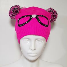 Brand new with tags Trendy Pink Acrylic Hats, Girls Winter Hats, Pink Glasses, Hat Beanie, Winter Hats Beanie, Winter Hat, Bright Color, Winter Hats, Crochet Hats