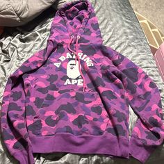 Absolutely Nothing Wrong With The Hoodie ! Size L But Fits Like A Women’s Medium Bape Purple, Bape Jacket, Bape Hoodie, Colorful Hoodies, Color Purple, Jackets & Coats, Jackets For Women, Purple, Women Shopping