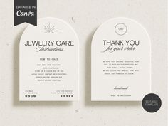 Please note that this listing is for an editable, digital template. No physical product will be shipped. IIntroducing our exquisite template, a must-have for any jewelry business or enthusiast! This incredible template includes a beautifully designed Thank You card and a comprehensive Jewelry Care Card, both boasting a perfect blend of minimalistic elegance and boho charm. Crafted with utmost attention to detail, these templates are incredibly easy to edit, allowing you to effortlessly customize Thank You Cards Jewelry Business, Jewelry Business Vision Board, Thank You Card Jewellery Business, Packaging Insert Card, Jewelry Cards Design, Jewellery Thank You Card, Jewelry Care Card Template, Jewelry Card Design Packaging Ideas, Jewelry Business Cards Ideas