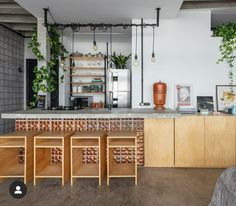 the kitchen is clean and ready to be used as a dining room or living room